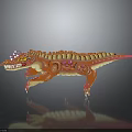 Colorful Mechanical Dinosaur With Red Orange Body And Pink Head Decorations Fantasy Art Style Design