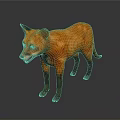 Orange Fox 3D Model With Black Ears Legs Tail Open Mouth And Gray Background