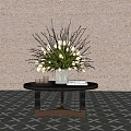 Modern hotel end view table porch table ornaments floral moss combination 3d model