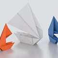 Handmade Origami Boats in White Orange and Blue Colors as Decorative Crafts
