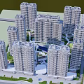 Modern High Rise Residential Complex with Urban Apartment Buildings and Green Spaces