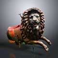 Artistic Bronze Lion Sculpture With Running Posture Intricate Mane And Decorative Elements