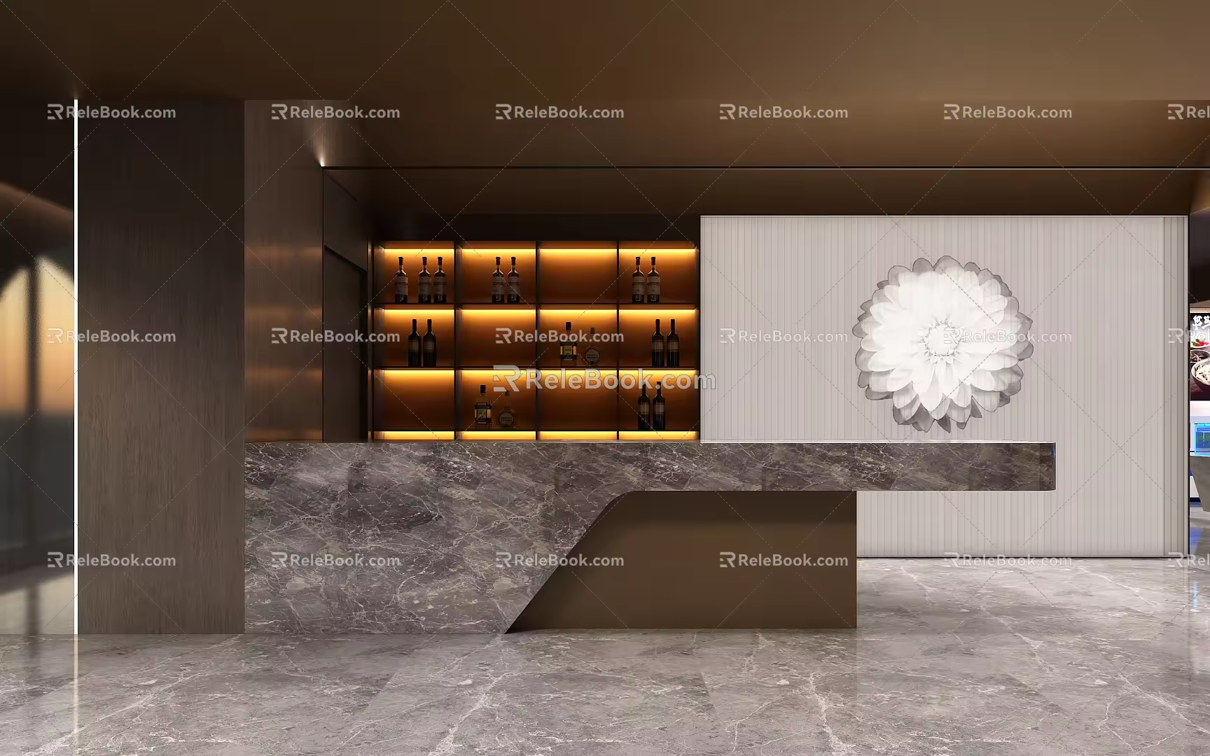 Modern Front Desk Hall Front Desk 3d model