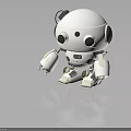 Cute White Robot Character With Big Black Eyes Round Head And Mechanical Limbs