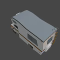 White Camper Van With Brown Stripes Windows And Roof Top Section