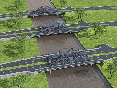 Municipal Bridge Steel Quilted Bridge Highway Bridge 3d model