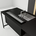Modern Black Kitchen Cabinets With Gold Accents Kitchen Island And Integrated Appliances