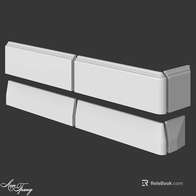 White Decorative Construction Components With Long Strip Shape And Smooth Surface 3d model 