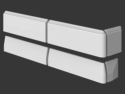 White Decorative Construction Components With Long Strip Shape And Smooth Surface 3d model