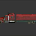Red Dump Truck With Enclosed Cab Open Bed And Multiple Wheels On Dark Surface 3d model