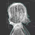 Low Poly 3D Model Woman With Dark Short Hair And Red Headband In Side Profile