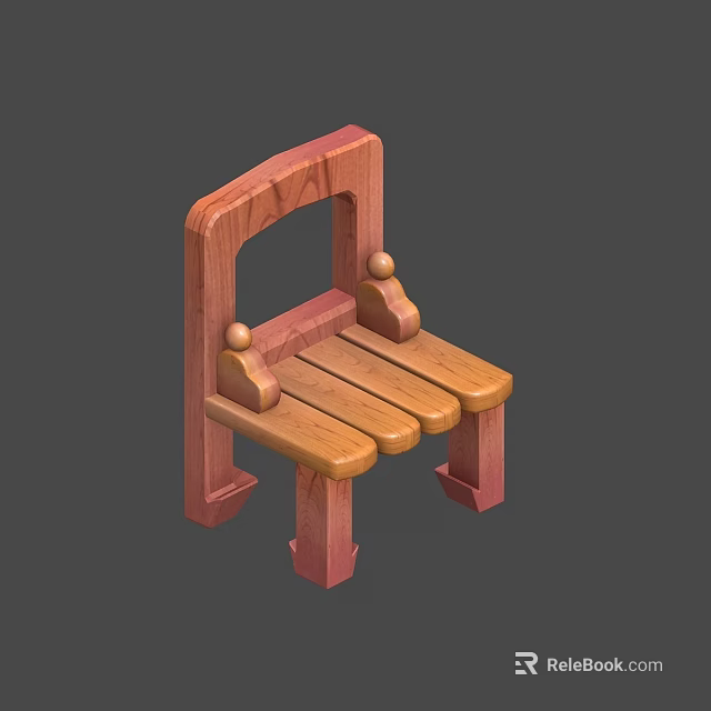Simple Wooden Chair Furniture Design With Backrest Seat Slats And Legs 3d model 