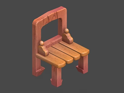 Simple Wooden Chair Furniture Design With Backrest Seat Slats And Legs 3d model