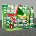 Heineken Silver Beer Promotional Display Stack With Green Red Elements And Bottles Cans 3d model