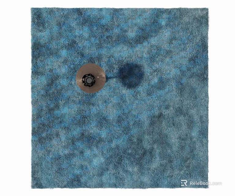 Soft Blue Square Carpet with Textured Surface for Modern Living Room Decor 3d model 