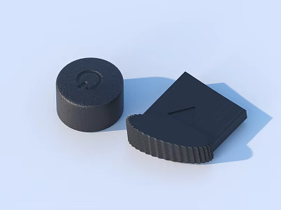 Black Household Items Round And Irregular Shaped With Textured Surface Serrated Edge Triangular Notch 3d model