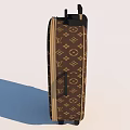 Brown Classic Pattern Trolley Suitcase with Black Handle and Wheels for Travel