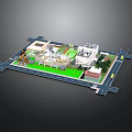 Modern Building Complex Aerial View With Roads Green Space And Plaza Design