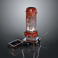 Old Red And Silver Multi Layer Structure With Metal Stand Black Container And Rusty Surface 3d model