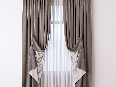 Retro Curtain Four Side Bilateral 2 Side Curtain 3d model