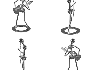 Modern Abstract Metal Figurine Ornament Decor Set with Artistic Sculpture Designs 3d model