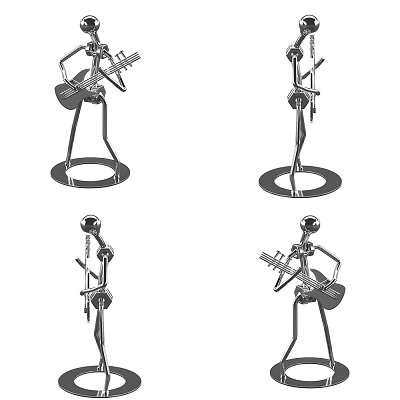 Modern Abstract Metal Figurine Ornament Decor Set with Artistic Sculpture Designs 3d model
