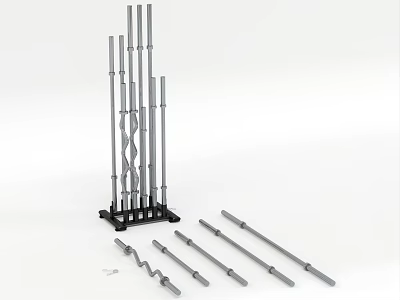 Sports Equipment Set Including Adjustable Training Poles And Base Stand 3d model