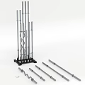 Sports Equipment Set Including Adjustable Training Poles And Base Stand