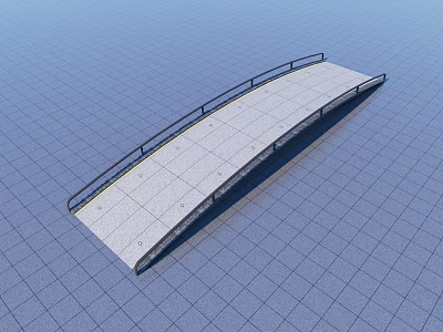 Modern Landscape Bridge With Gray Stone Surface And Black Metal Railings 3d model
