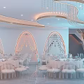 Luxurious Banquet Hall Interior Design With Crystal Chandeliers And Elegant Table Setup