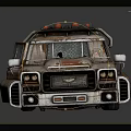 Rusty Old Car with Weathered Metal Exterior Roof Equipment and Retro Post Apocalyptic Style