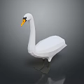 Low Poly White Swan 3D Model with Shiny Reflective Surface on Dark Background 3d model