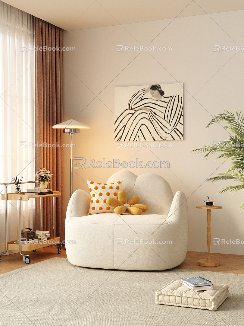 Modern Single Sofa Casual Sofa 3d model