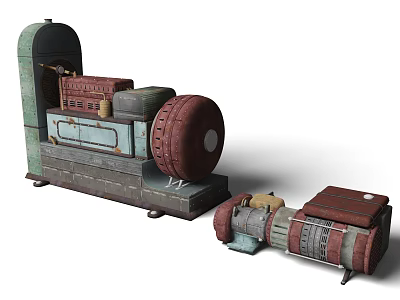 Industrial Equipment Featuring Mechanical Structure Cylindrical Metal Components And Piping System 3d model