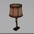 Modern Wooden Base Table Lamp With Red Lampshade And Golden Stand