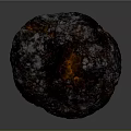 Natural Wood And Stone Spherical Decor With Textured Dark Exterior And Orange Center