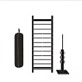 Home Gym Sports Equipment Including Punching Bag Metal Ladder Rack And Barbell With Weights