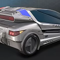 Futuristic Police Functional Vehicle With Sleek Silver Exterior And Red Blue Lights