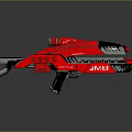 Red Futuristic Sci-Fi Weapon JM3 Featuring Metallic Finish And Streamlined Design 3d model
