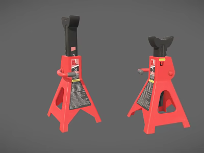 Red Heavy Duty Car Jack Stands With Stable Base For Vehicle Maintenance 3d model