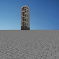 Tall White High Rise Residential Building With Multiple Windows And Blue Sky Background