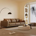 Modern Leather Sofa Floor Lamp 3d model
