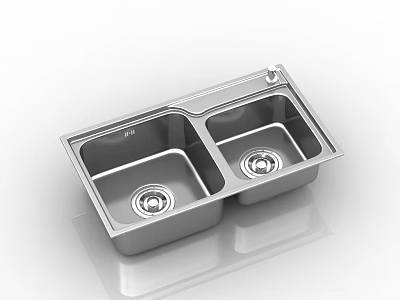 Stainless Steel Double Bowl Kitchen Sink With Drain Holes For Modern Kitchen Use 3d model