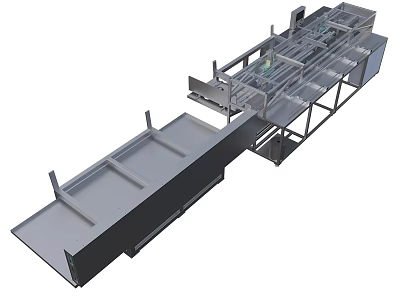 Industrial Equipment Production Line With Metal Frame And Conveyor System Components 3d model