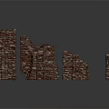 Red Brick Wall Scene Components With Various Shapes And Textured Surfaces