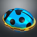 Blue Ladybug Shaped Clothing Accessory With Black Spots And Golden Border