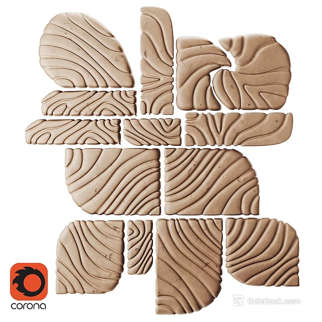 Creative Clay Wall Decor With Wavy Texture And Leaf Shaped Patterns Design 3d model