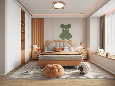Modern Kids Bedroom With Teddy Bear Decor And Cozy Furnishings 3d model