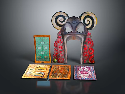 Architectural Decorative Elements With Spiral Design Colorful Glass And Patterned Tiles 3d model