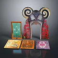 Architectural Decorative Elements With Spiral Design Colorful Glass And Patterned Tiles